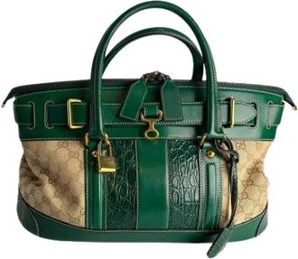 Gucci Pre-owned Canvas Handtas - Dames - Vintage Handtas - Groen - ONE Size - Vintage