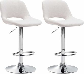 Clp Clp - Set De 2 Taburetes De Bar En Tela Crema Metal Cromado