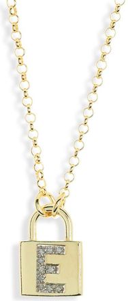 Meshmerise Diamond Padlock Initial Pendant Necklace - 0.12ct. in Yellow-E at Nordstrom Rack