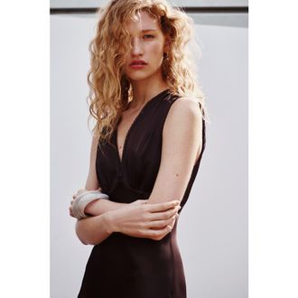 H&M Sleeveless satin dress in Dark Brown at Nordstrom, Size Xx-Large