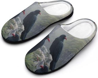 Generic Black Choughs Rocks Slippers Men Winter Warm Cotton Anti-Slip Indoor Slip-Ons House Shoes