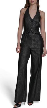 BCBGeneration Snakeskin Foil Halter Jumpsuit in Black at Nordstrom Rack, Size 12