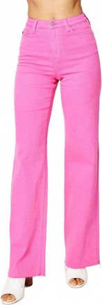 Judy Blue High Waist Garment Dyed 90s Straight Jeans In Hot Pink