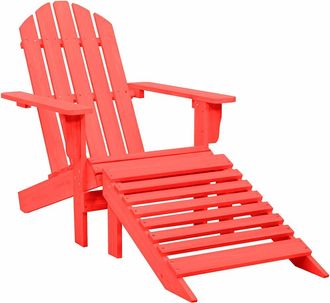 vidaXL Vidaxl - Silla Jard&iacute;n Adirondack Con Otomana Madera Maciza De Abeto Roja