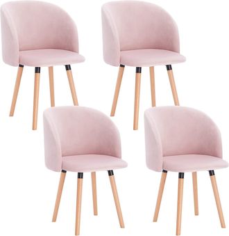 Woltu Juego De 4 Sillas De Cocina Y Comedor De Terciopelo Rosa - Woltu