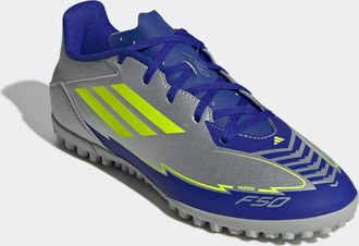 adidas Fussballschuh ADIDAS PERFORMANCE F50 CLUB MESSI TF, Damen, Gr. 46, gelb (silber metallic, solar gelb, lucid blau), Synthetik, Schuhe Fussballschuh