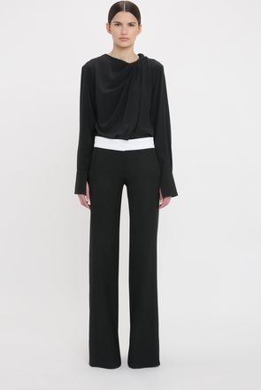 Victoria Beckham Exposed Waistband Trouser In Black 10