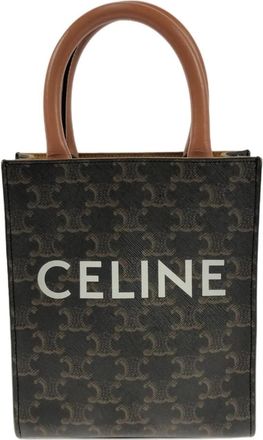 Celine Hobo Bags - 2018-2023 Mini Triomphe Coated Canvas Vertical Cab - Gr. unisize - in Braun - für Damen