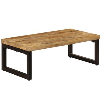 vidaXL Vidaxl - Mesa De Centro Madera Maciza De Mango Y Acero 100x50x35 Cm