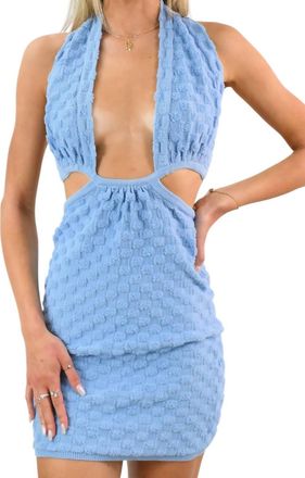 Bailey Rose Let Go Plunge Neckline Halter Dress In Light Blue