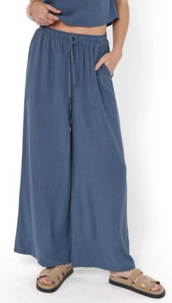 Sadie & Sage Linen Blend Pants In Indigo