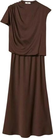 Twinset Jurk met satijnen effect - Dames - Casual kleedjes - Bruin - S - Satijn - Kleedjes