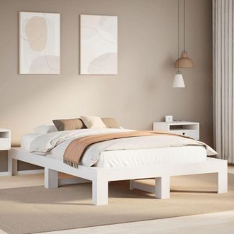 vidaXL Estructura De Cama Sin Colch&oacute;n Madera De Pino Blanco 135x190 Cm Vidaxl