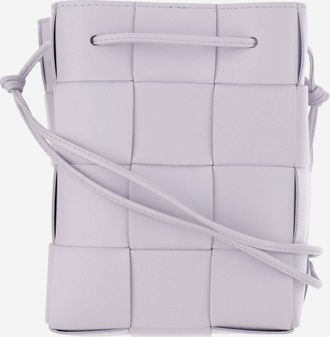 Bottega Veneta Womens Small Cassette Bucket Shoulder Bag Lilac Lambskin Satchels & Cross Body