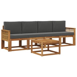 vidaXL Conjunto De Sof&aacute;s De Exterior 5 Pcs Natural Y Antracita Vidaxl