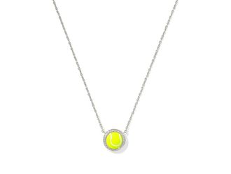 Kendra Scott Tennis Short Pendant Womens Necklace Womens Necklace Silver Chartreuse Magnesite, Brass