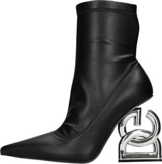 Dolce & Gabbana Leren Enkellaarsjes - Dames - Laarzen met Hak - Zwart - 35 EU - Leer - Schoenen
