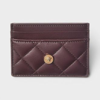 Versace Logo Gequilt Kaart Houder Aubergine