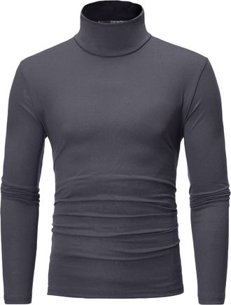 Generic Mens Long Sleeved T Shirts UK Turtleneck Solid Color Tops Basic Undershirt Fashion High Neck Thermal Base Layer Pullovers Lightweight Warm Bottom Basi