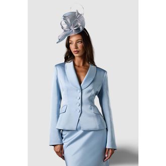 Coast Satin Lapel Waisted Jacket in Dusty Blue at Nordstrom, Size 8