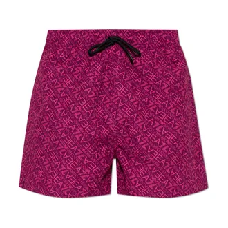 Emporio Armani Beachwear, male, Pink, Size: XL Graphic Series Swim Trunks with Monogram Print