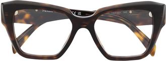 Prada logo-plaque glasses - women - Acetate - 51 - Brown