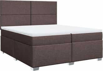 vidaXL Vidaxl - Cama Box Spring Con Colch&oacute;n Tela Marr&oacute;n Oscuro 200x200 Cm