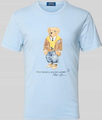 Polo Ralph Lauren T-Shirt mit Label-Print in Hellblau Melange, Größe XXL