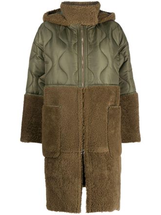 BLANCHA panelled quilted hooded jacket - Green