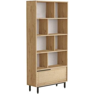 Dmora Estante Para Libros Gerusalem, Estante De Oficina, Porta Libros M&oacute;vil, Biblioteca, 84x30 H176 Cm, Nogal Y Roble - Dmora