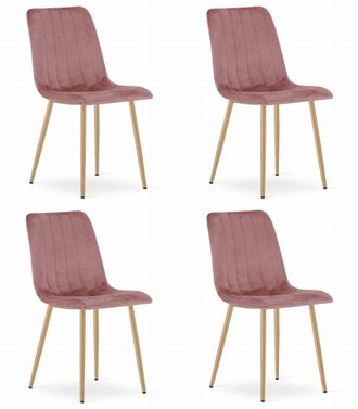 OEM Silla Lava - Terciopelo Rosa / Patas Color Madera X 4