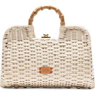 Frances Valentine Buzzy Woven Wicker Top Handle Bag in Off White at Nordstrom
