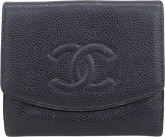 Chanel Black Grained Calfskin Wallet (Bi-Fold) (Pre-Owned)