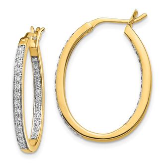 Diamond2Deal 14k Gold 1/2 Ct Lab Grown Diamond In and Out Hoop Earrings