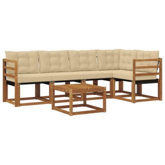 vidaXL Conjunto De Sof&aacute;s De Exterior Con Coj&iacute;n 6 Pcs Natural Y Beige Vidaxl