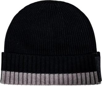 A|X Armani Exchange Geribbelde Beanie - Heren - Hoeden - Zwart - ONE Size - Katoen - Accessoires