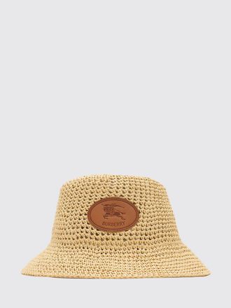 Burberry Cappello da pescatore in rafia con logo