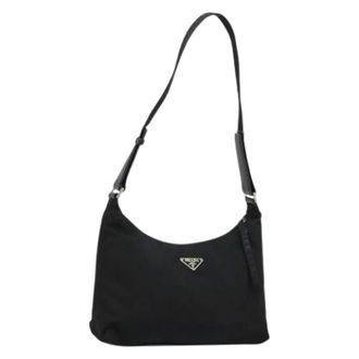 Prada Pre-owned Shoulder Bags, female, Black, Size: ONE SIZE Pre-owned Nylon Shoulder Bag