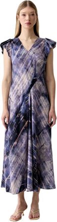 DKNY Maxi jurk met wijde rok - Dames - Casual kleedjes - Veelkleurig - XS - Polyester - Kleedjes
