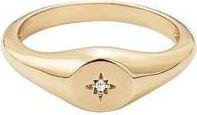 Adornia Starburst CZ Signet Ring in Gold at Nordstrom Rack, Size 7