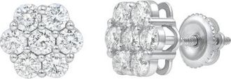 LuvMyJewelry Meadow 1.25 Ct TW Lab Grown Diamond Cluster Studs 14K White Gold Earrings at Nordstrom