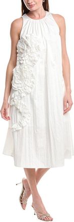 Gracia Ruffle Flower Applique Midi Dress