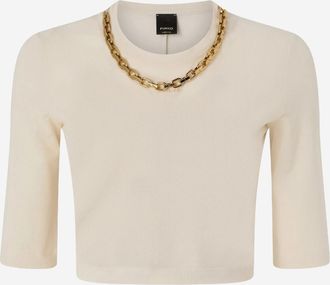 Pinko Womens Sweater Kimberly Ivory Cotton
