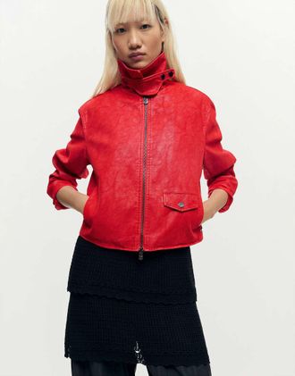 Desigual Red - Giacca in pelle sintetica rossa-Rosso
