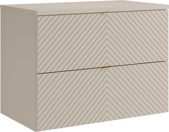 Vente-Unique Mueble de ba&ntilde;o suspendido con dise&ntilde;o de espiga con encimera - Beige - 80 cm - DORIONI