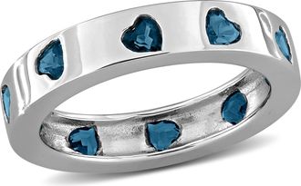 Mimi & Max 2ct TGW London Blue Topaz Heart Eternity Ring in Sterling Silver