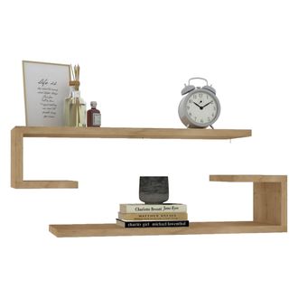 Dmora Estante Siligo, 2 Estantes, Set De 2, Estructura Roble, Tono Marr&oacute;n, 60x20x15h Cm