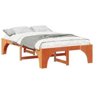 Berkfield Home Stylish Floor Bed Frame with Storage Brown 135 x 190 cm Pine wood