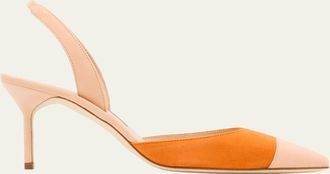 Manolo Blahnik 70mm Capsli Bicolor Suede Pumps