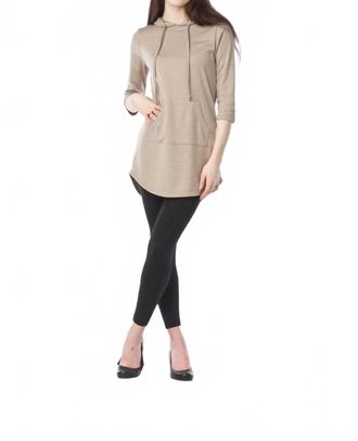 Papillon Quarter Sleeve Hoody Dress In Taupe
